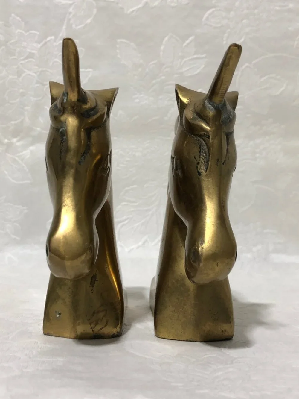 Vintage Brass Unicorn Bookends Pair Gold Fantasy Decor Mystical Heavy Sculpture